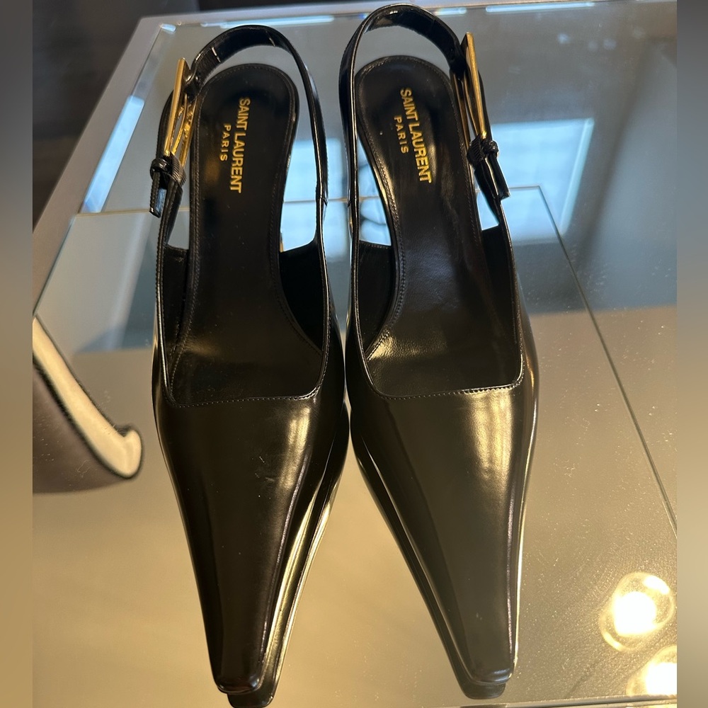 Saint Laurent “Lee” slingback buckle leather pumps Size 40.5 - Picture 2 of 9